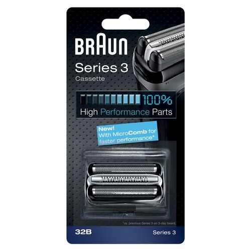 Braun series 3 32b testina di ricambio per rasoio elettrico barba - nero - compatibile con i rasoi proskin