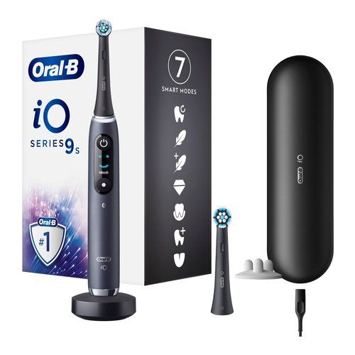 Oral-b io spazzolino elettrico ricaricabile 9s nero, 2 testine, 1 custodia da viaggio ricaricabile - 4210201408864