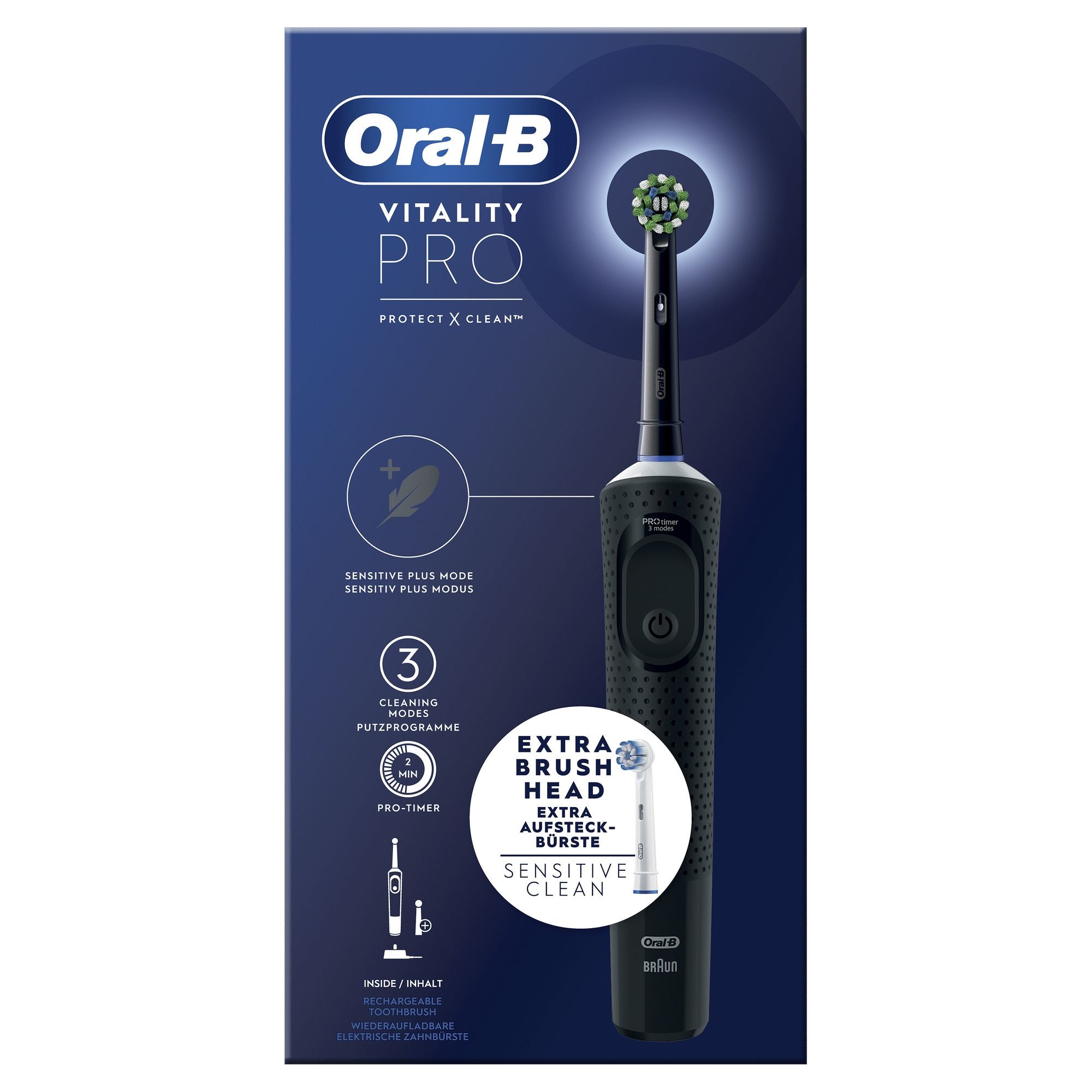 Oral-b vitality spazzolino elettrico ricaricabile pro nero, 2 testine - VITALITYPROBL