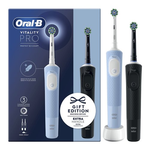 Oral-b vitality pro duo adulto spazzolino rotante-oscillante nero, blu, bianco - 4210201446514