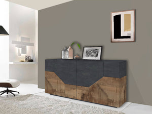 Credenza 4 Ante 220,1x43x86 cm Alien Ardesia e Acero Pereira