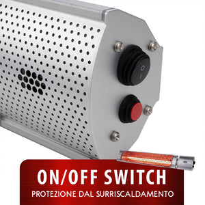 Stufa Alogena da Parete Esterno 2000Watt Riscaldatore Muro 3 Potenze Telecomando