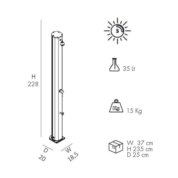 Doccia Solare Big Jolly 40 Litri In Alluminio Con Lavapiedi Colore Viola Cv-A320/4005