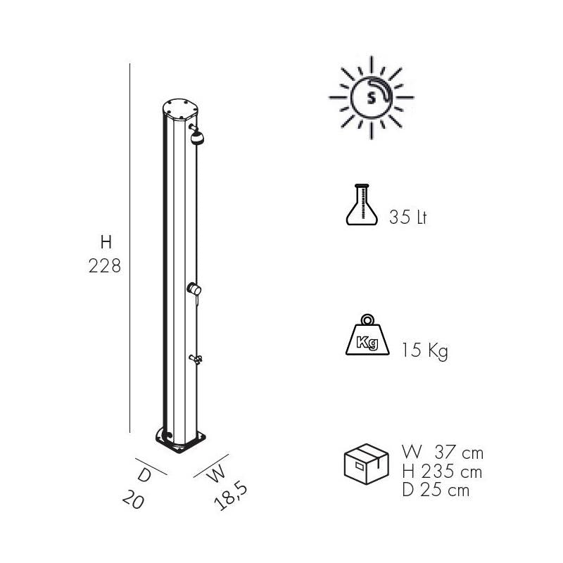 Doccia Solare Big Jolly 40 Litri In Alluminio Con Lavapiedi Colore Blu Cv-A320/5012