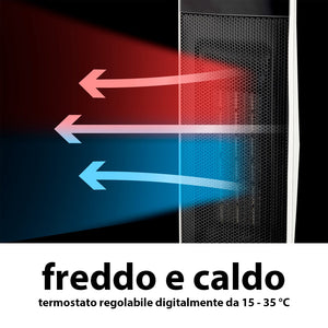 Stufa Torre Termoventilatore Elettrico Ceramica 3 Impostazioni Telecomando 2000W