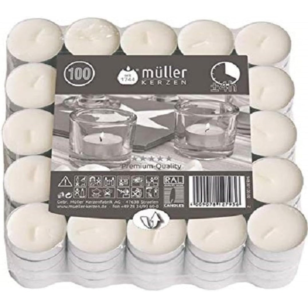 100 x Candele Lumini Tea Light Scaldavivande con Durata 4 ore Linea Arti Casa