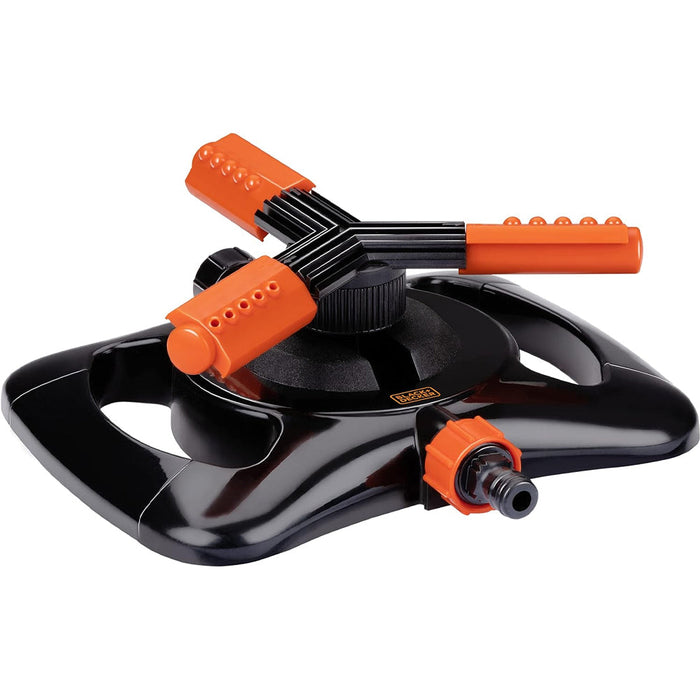 Irrigatore per Prato Irrigazione Regolabile Giardino 3 Braccia 360° Black & Decker