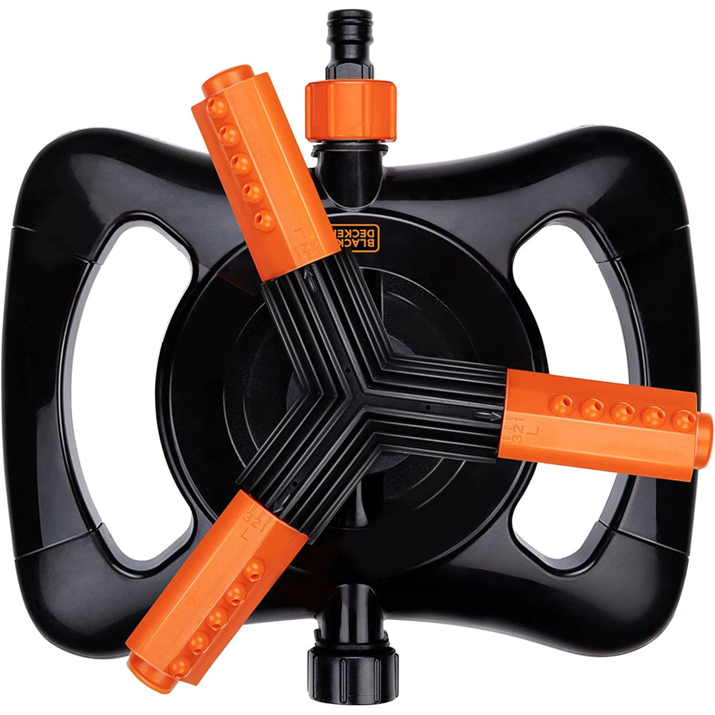 Irrigatore per Prato Irrigazione Regolabile Giardino 3 Braccia 360° Black & Decker