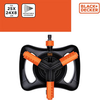 BLACK+DECKER Irrigatore per Prato Irrigazione Regolabile Giardino 3 Braccia 360°