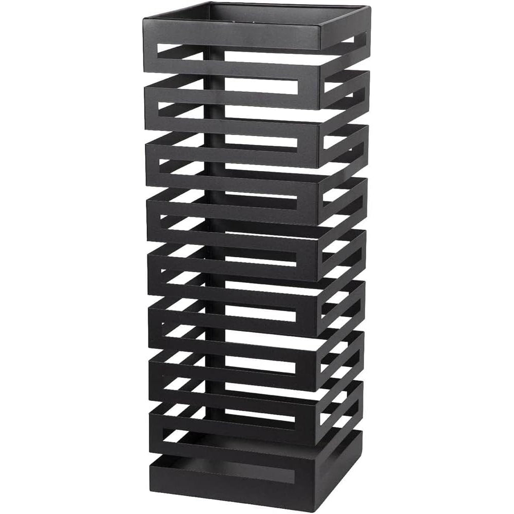 Portaombrelli in Metallo Design Moderno Porta Ombrelli Quadrato Stand Nero