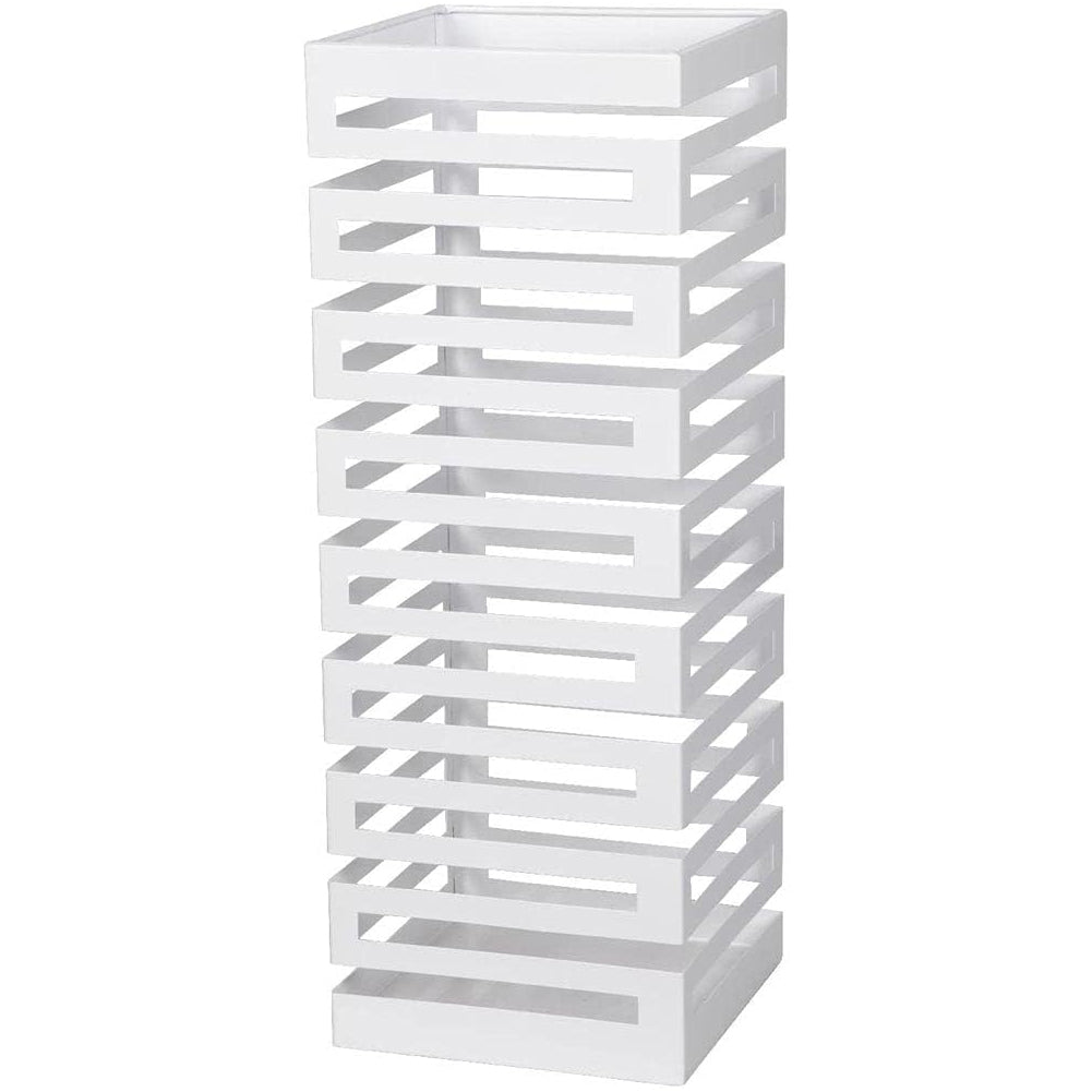 Portaombrelli in Metallo Design Moderno Porta Ombrelli Quadrato Stand Bianco