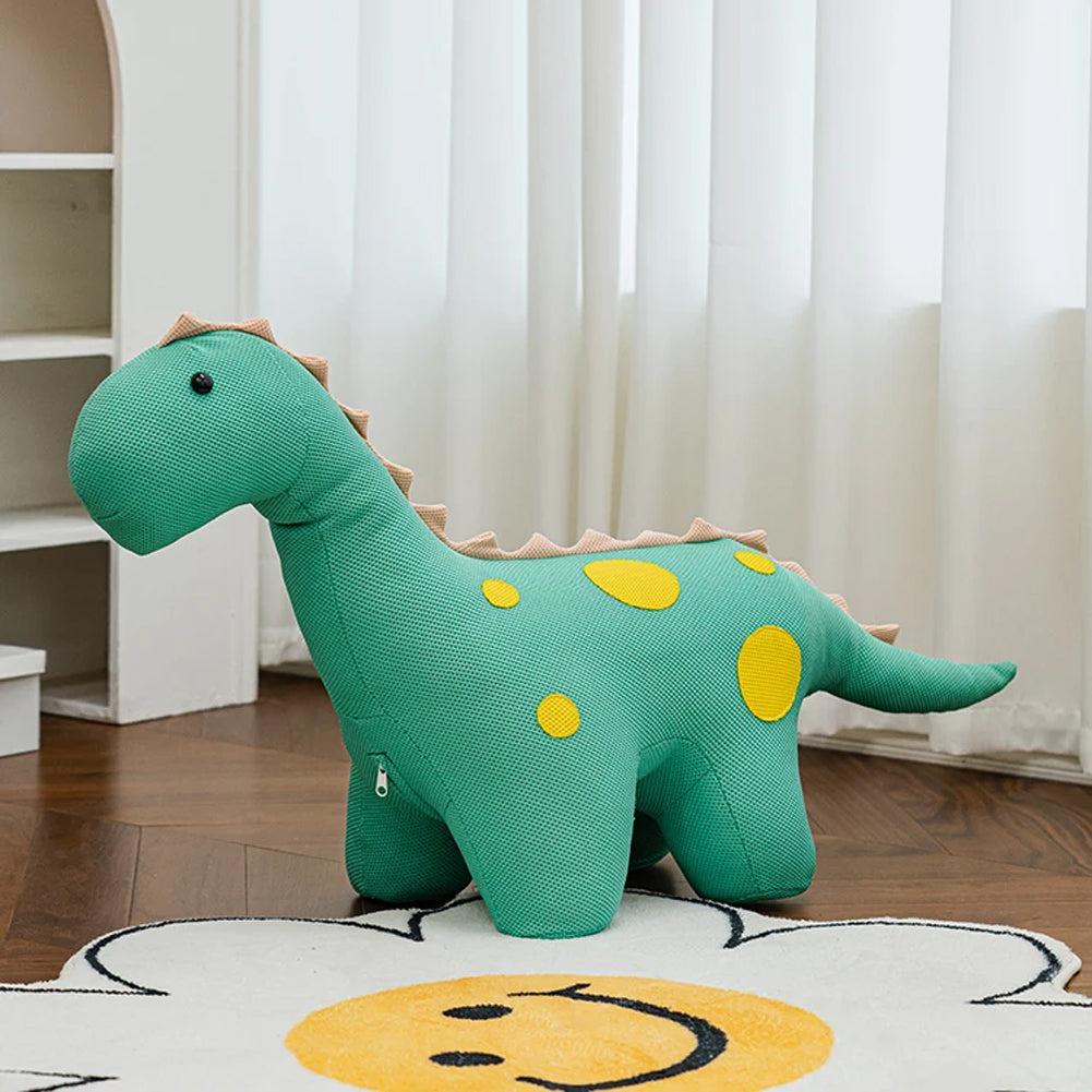 Sgabello per Bambini a Forma Dinosauro Poggiapiedi Seduta Morbida Verde Chiaro