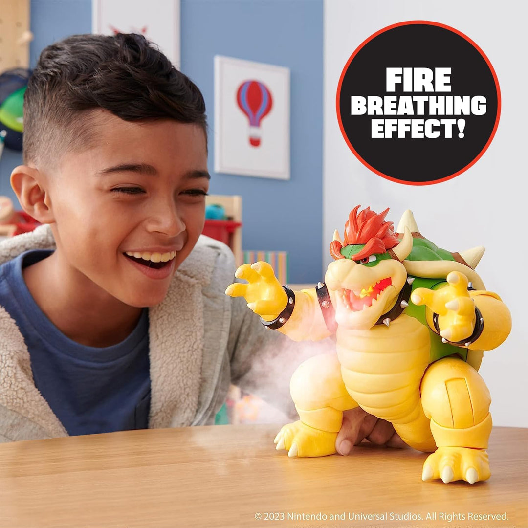 Nintendo Super Mario 18cm Movie Bowser Action Figure con Funzione Respiro Fuoco