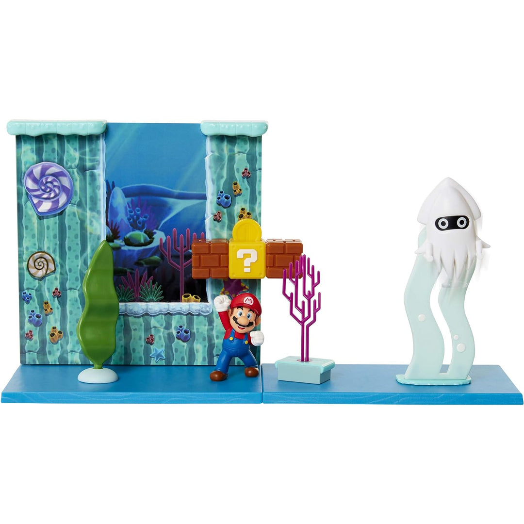 Super Mario Bros Underwater Playset Gioco con Action Figures da 6 cm Idea Regalo