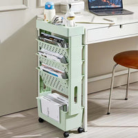 Carrello Portadocumenti 4 Ruote Scaffale Libreria Verde Salvaspazio 5 Ripiani