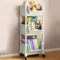 Carrello Multiuso Ruote Scaffale Portaoggetti Libreria Salvaspazio Grigio Chiaro