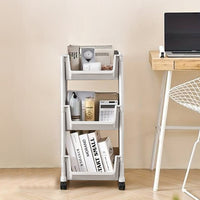 Carrello Multiuso Ruote Scaffale Portaoggetti Libreria Salvaspazio Grigio Chiaro