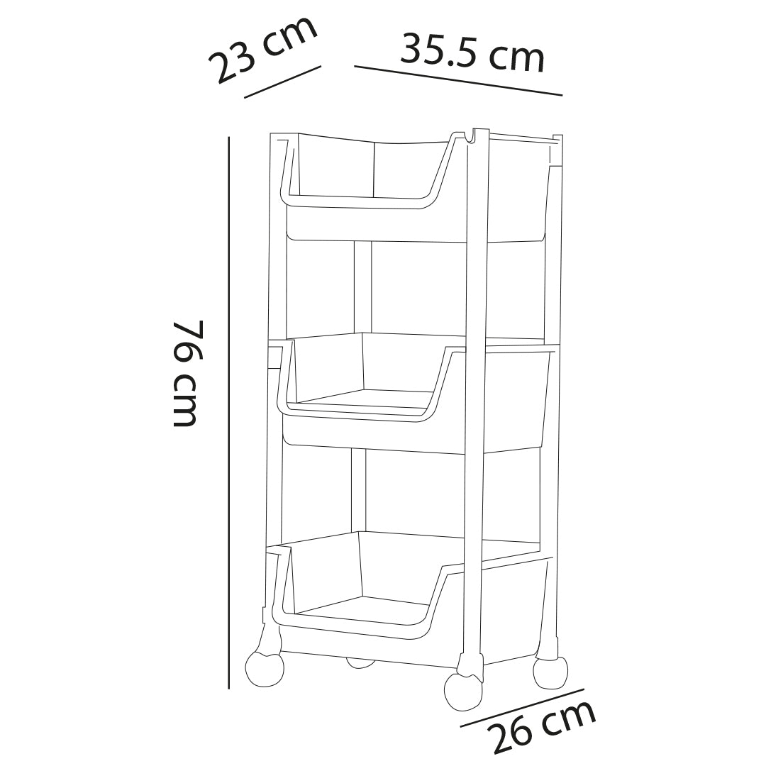 Carrello Multiuso Ruote Scaffale Portaoggetti Libreria Salvaspazio Grigio Chiaro