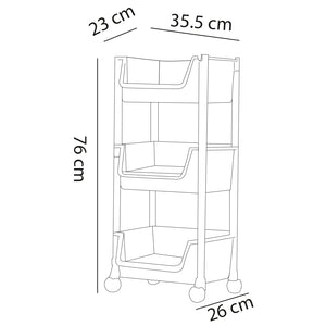 Carrello Multiuso Ruote Scaffale Portaoggetti Libreria Salvaspazio Grigio Chiaro