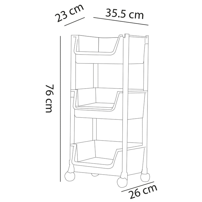 Carrello Multiuso Ruote Scaffale Portaoggetti Libreria Salvaspazio Grigio Chiaro