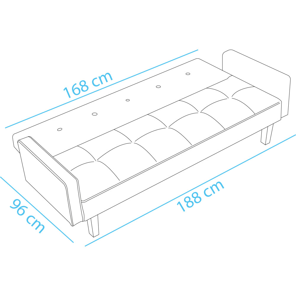 Divano Letto Clik Clak a 3 Posti con Schienale Reclinabile Convertibile Bianco