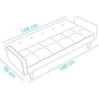 Divano Letto Clik Clak a 3 Posti con Schienale Reclinabile Convertibile Bianco