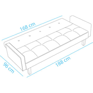 Divano Letto Clik Clak a 3 Posti con Schienale Reclinabile Convertibile Bianco