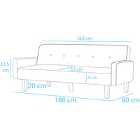 Divano Letto Clik Clak a 3 Posti con Schienale Reclinabile Convertibile Bianco