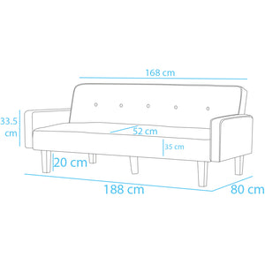 Divano Letto Clik Clak a 3 Posti con Schienale Reclinabile Convertibile Bianco