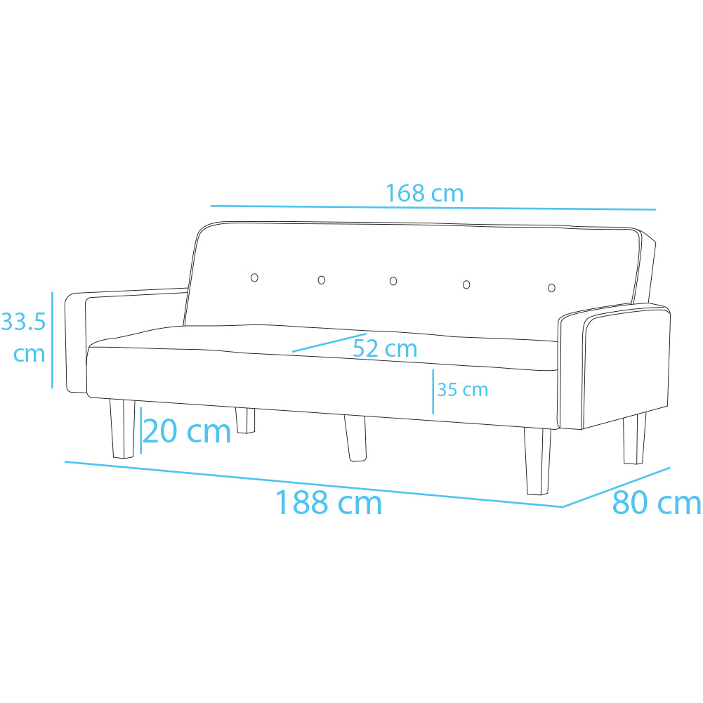 Divano Letto Clik Clak a 3 Posti con Schienale Reclinabile Convertibile Grigio