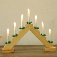 Candelabro Avvento Natalizio Elettrico Led 7 Candele di Natale Colore Legno