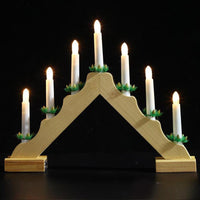 Candelabro Avvento Natalizio Elettrico Led 7 Candele di Natale Colore Legno