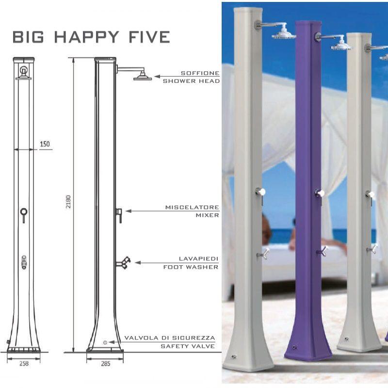 Doccia Solare In Polietilene Big Happy Five 40 Litri Con Lavapiedi Colore Viola Cv-F620/4005