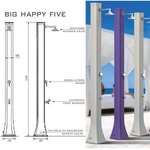Doccia Solare In Polietilene Big Happy Five 40 Litri Con Lavapiedi Colore Viola Cv-F620/4005