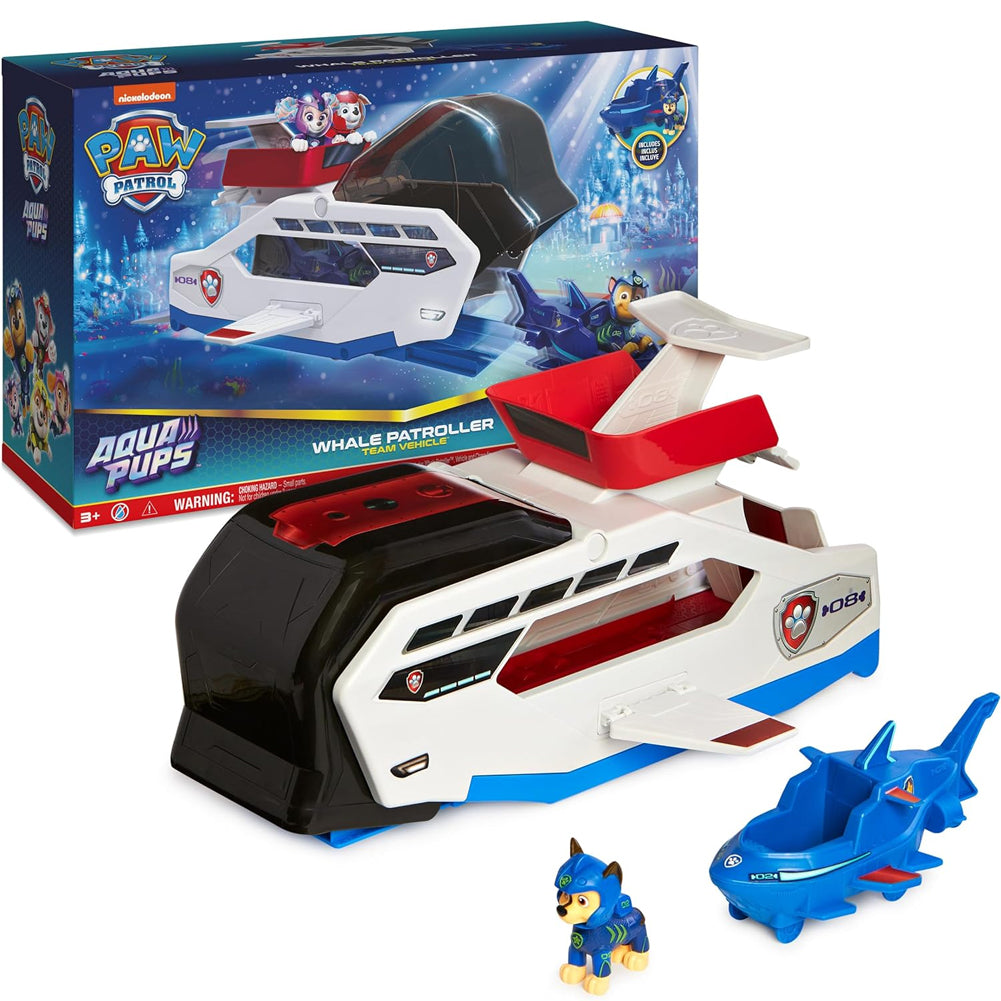 Paw Patrol Aqua Pups Whale Patroller Team Veicolo con Chase Gioco Idea Regalo