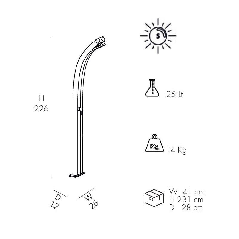 Doccia Solare Spring 30 Litri In Allumino Con Miscelatore Colore Bianca Cv-A100/9001