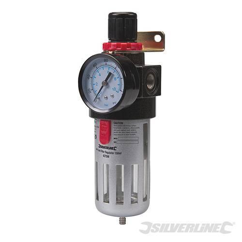 Filtro regolatore per aria compressa pressione manometro Silverline 150 ml