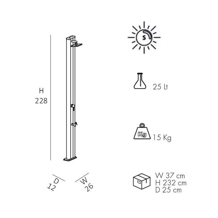 Doccia Solare In Alluminio Spring 30 Litri Con Lavapiedi  Colore Rossa Cv-A220/3027