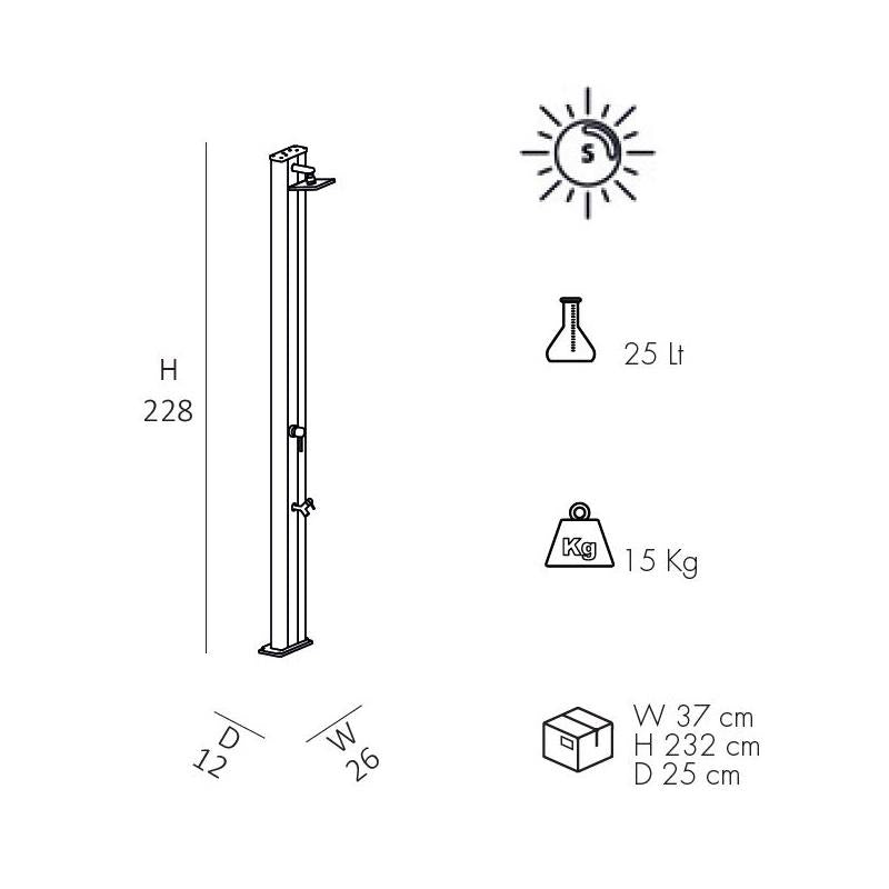 Doccia Solare In Alluminio Spring 30 Litri Con Lavapiedi  Colore Bianca Cv-A220/9001