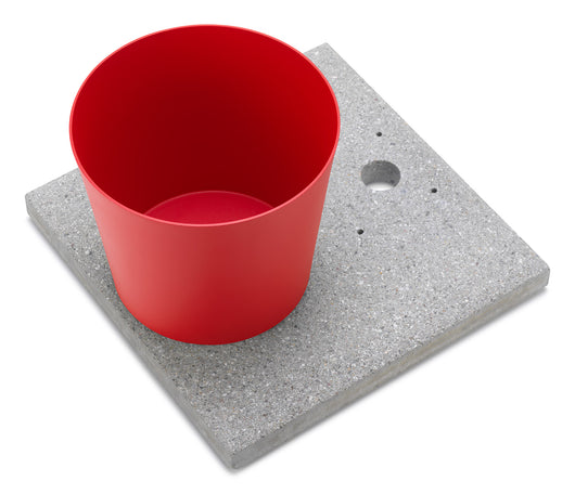 Base con Vaschetta per Fontane con Ghiera Grande 40x40x5 cm in Cemento Belfer 42/BSE/3 Rosso