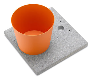 Base con Vaschetta per Fontane con Ghiera Grande 40x40x5 cm in Cemento Belfer 42/BSE/3 Arancione