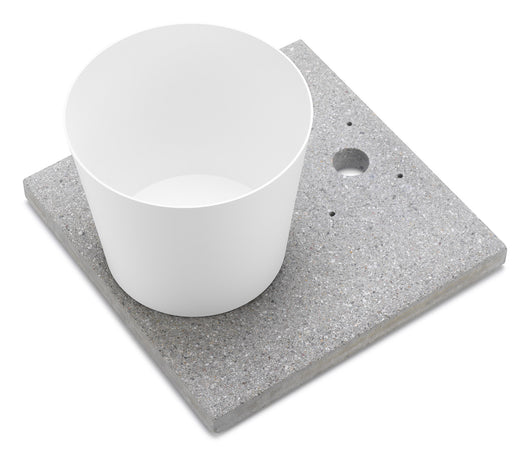 Base con Vaschetta per Fontane con Ghiera Grande 40x40x5 cm in Cemento Belfer 42/BSE/3 Bianco