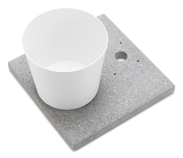 Base con Vaschetta per Fontane con Ghiera Grande 40x40x5 cm in Cemento Belfer 42/BSE/3 Bianco