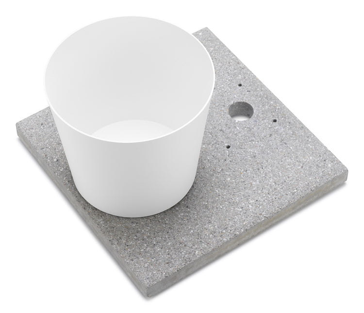 Base con Vaschetta per Fontane con Ghiera Grande 40x40x5 cm in Cemento Belfer 42/BSE/3 Bianco