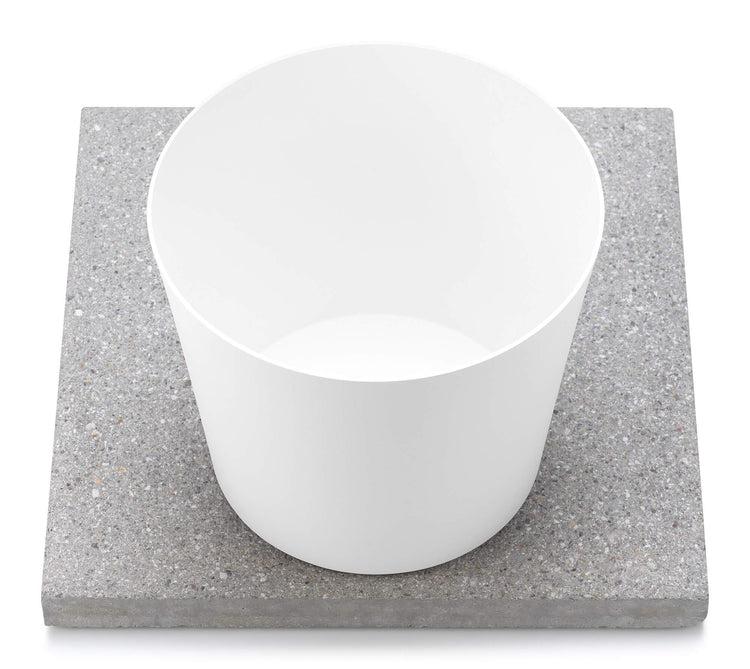 Base con Vaschetta per Fontane con Ghiera Grande 40x40x5 cm in Cemento Belfer 42/BSE/3 Bianco