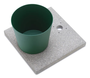 Base con Vaschetta per Fontane con Ghiera Piccola 40x40x5 cm in Cemento Belfer 42/BSE/4 Verde