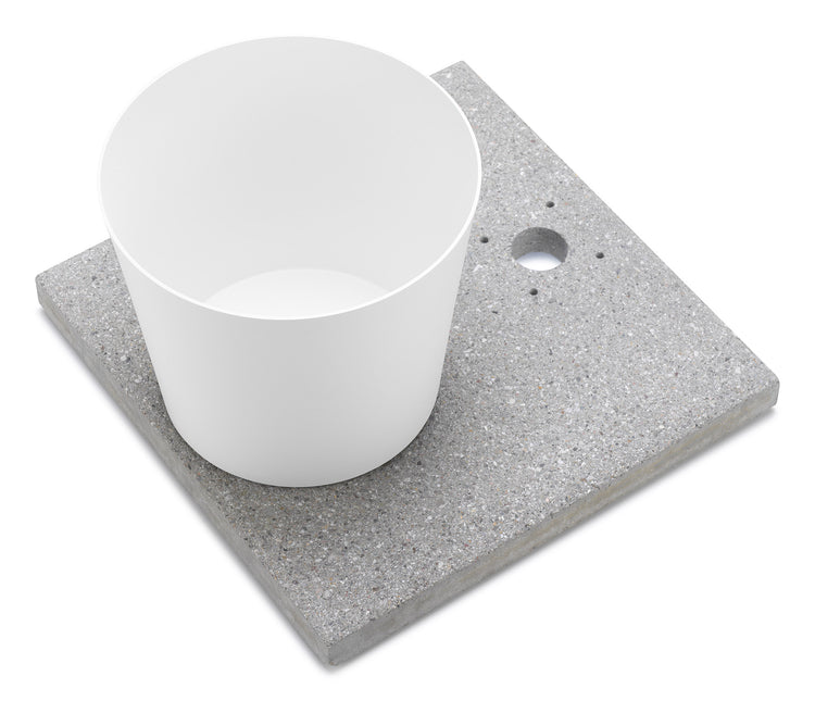 Base con Vaschetta per Fontane con Ghiera Piccola 40x40x5 cm in Cemento Belfer 42/BSE/4 Bianco