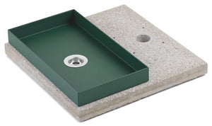 Base con Vaschetta per Fontane con Ghiera Grande 40x40x5 cm in Cemento Belfer 42/BSE/5 Verde