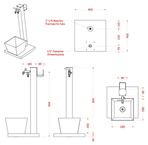 Fontana da Giardino con Rubinetto Base Vaschetta e Portagomma Belfer 42/QRRV Antracite