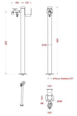 Fontana da Giardino con Doppio Rubinetto Belfer 42/SRR Antracite